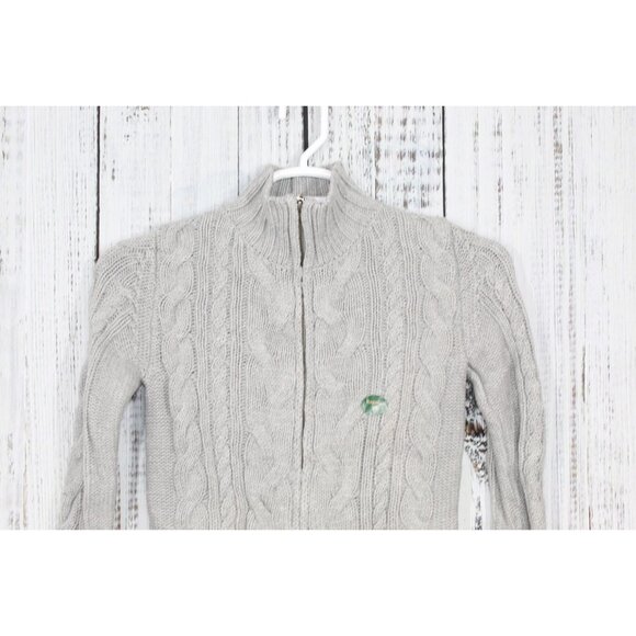 LL Bean Double L Cable Sweater Zip Cardigan Gray Size XS - Picture 2 of 10